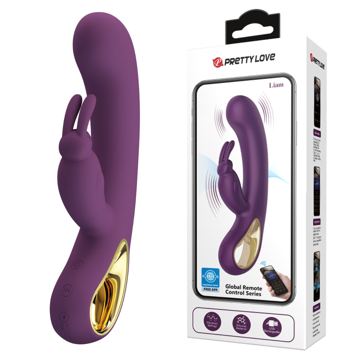 Pretty Love Liam Rabbit G-Spot Vibrator Purple