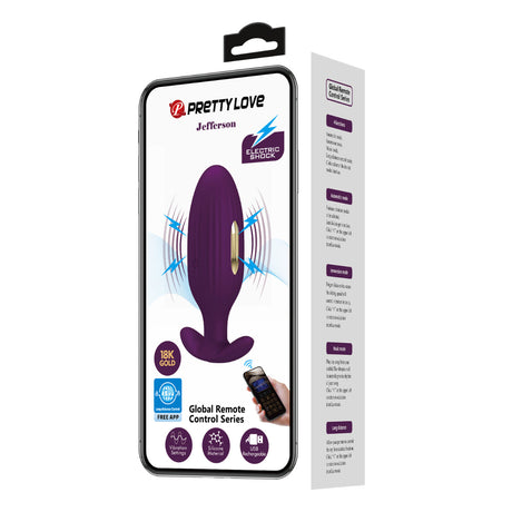 Pretty Love Jefferson Vibrating Electro Butt Plug Purple