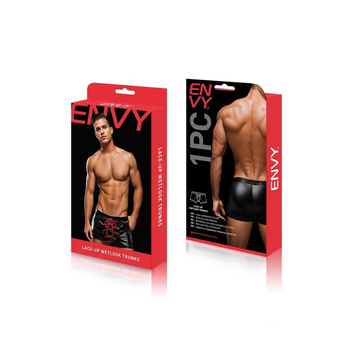 Envy Lace Up Wet Look Trunk Black