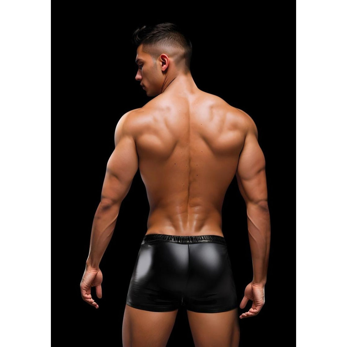 Envy Lace Up Wet Look Trunk Black