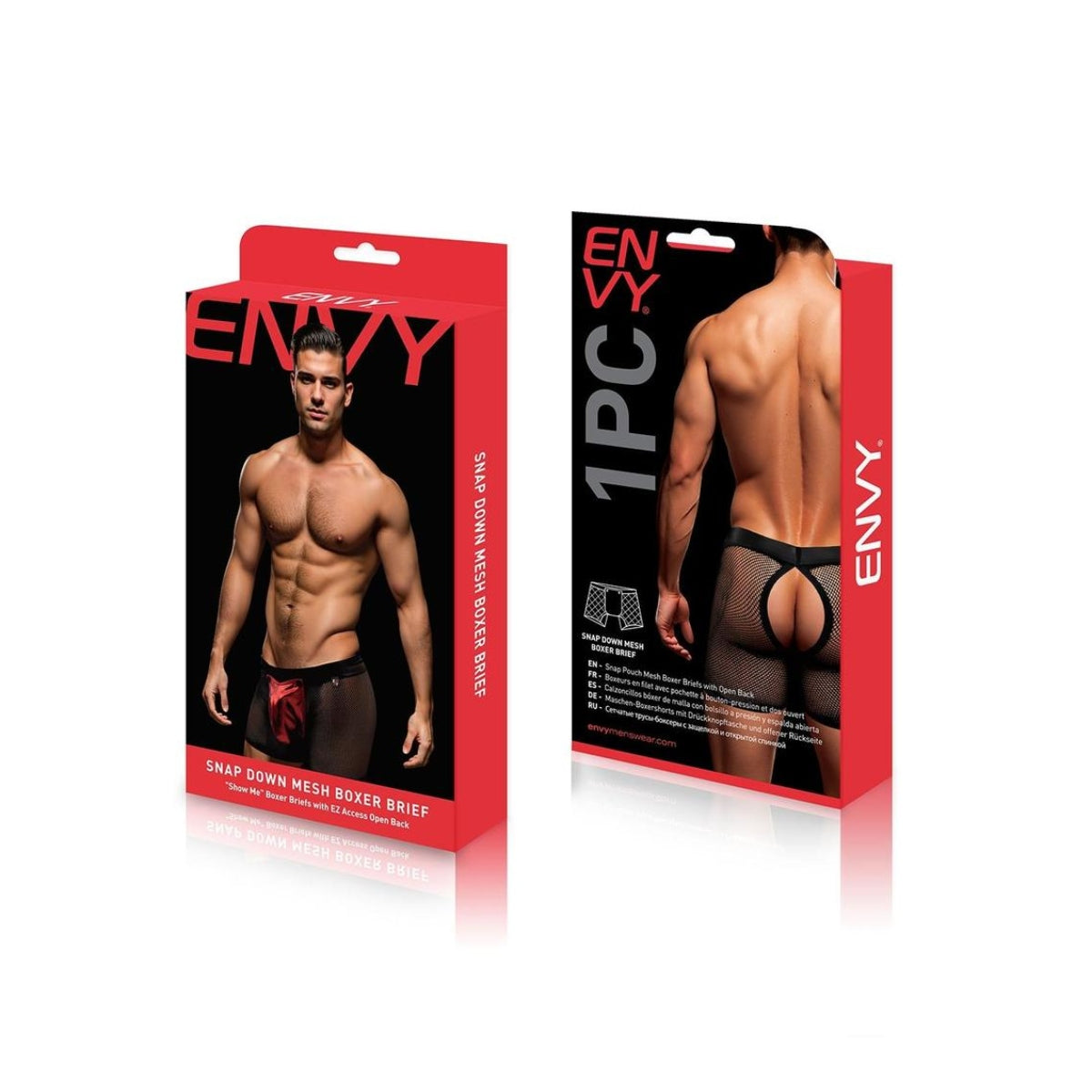 Envy Snap Down Mesh Boxer Brief Red