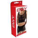 Envy Fishnet Armor 2 Piece Crop Top & Shorts Set Black One Size
