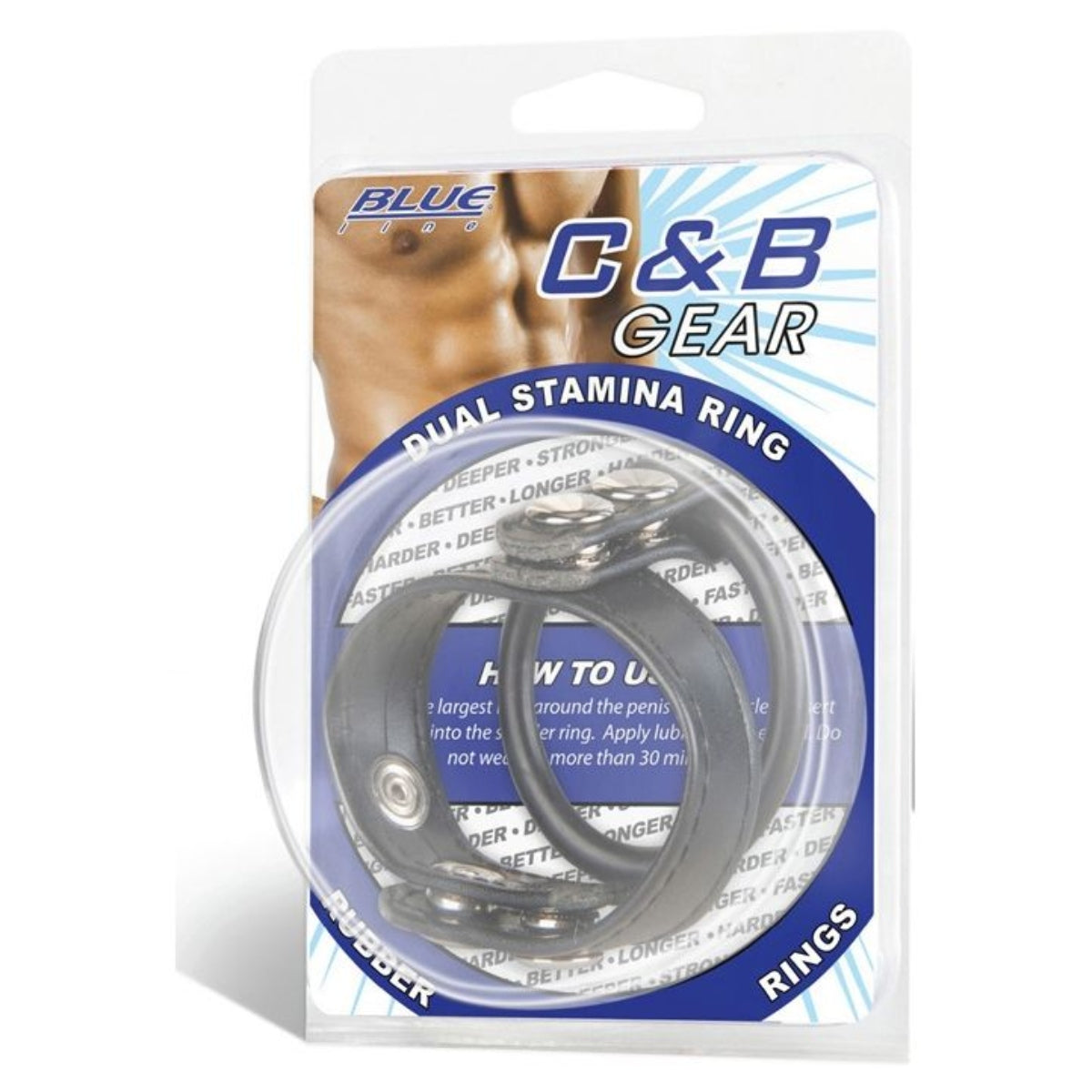 Blue Line Dual Stamina Cock Ring Black - Simply Pleasure