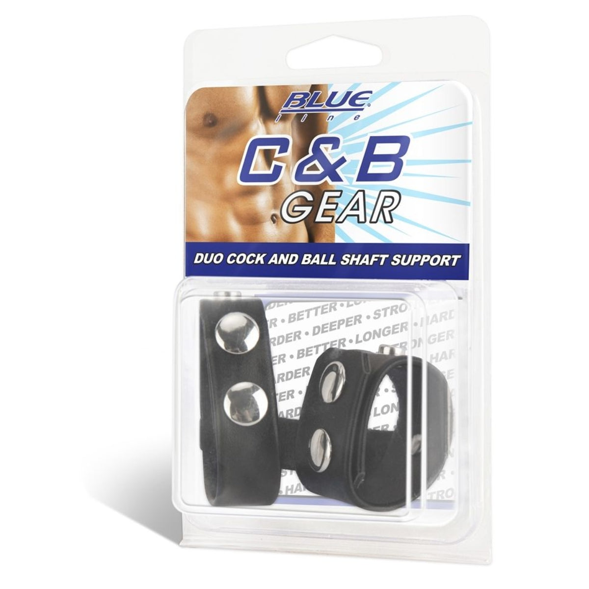 Blue Line Duo Cock And Ball Shaft Support Cock Ring Black - Simply Pleasure