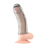 Blue Line Clear Textured Penis Enhancing Sleeve Extension 6.5 Inch - Simply Pleasure