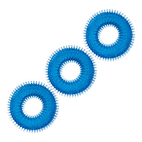 Blue Line Ultra Stim Stretch Cock Ring Set 3 Pack Blue - Simply Pleasure