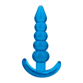Blue Line Medium Beaded Anal Butt Plug Blue 4.5 Inch - Simply Pleasure