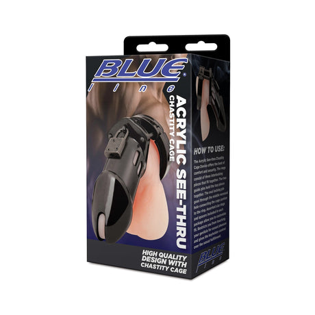 Blue Line Acrylic See Thru Chastity Cage Black - Simply Pleasure