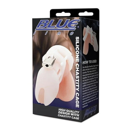 Blue Line Silicone Chastity Cage White - Simply Pleasure