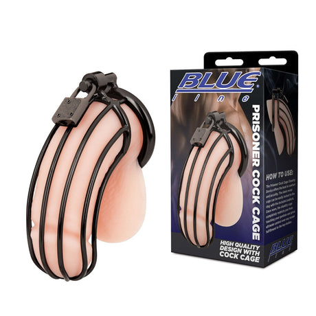 Blue Line Prisoner Cock Cage Black - Simply Pleasure