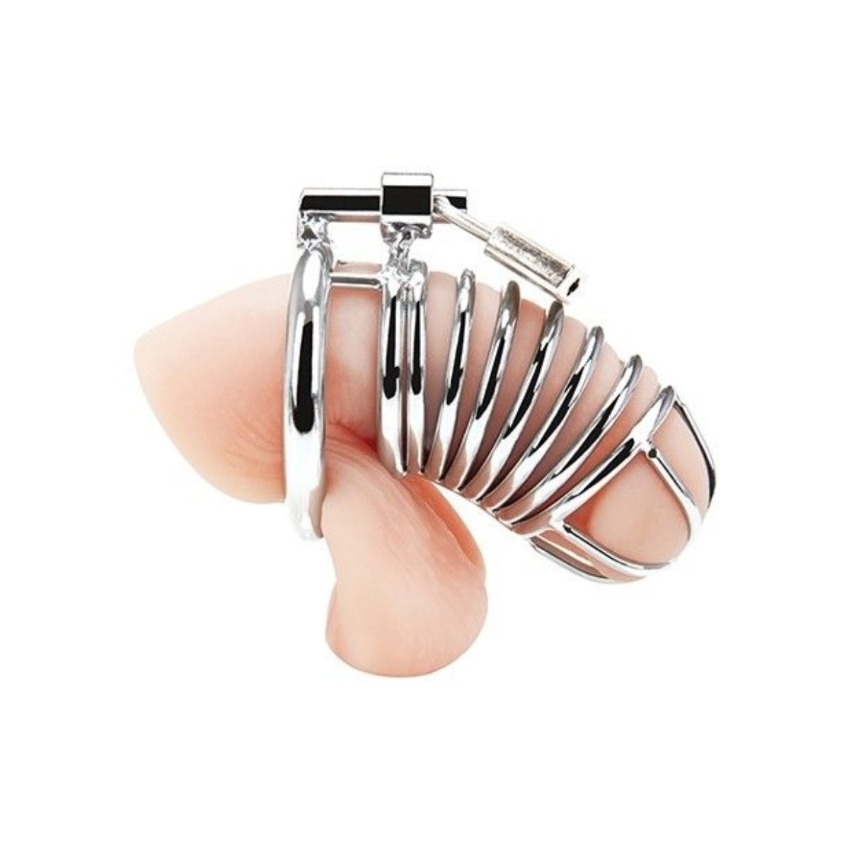 Blue Line Deluxe Chastity Cage Silver - Simply Pleasure