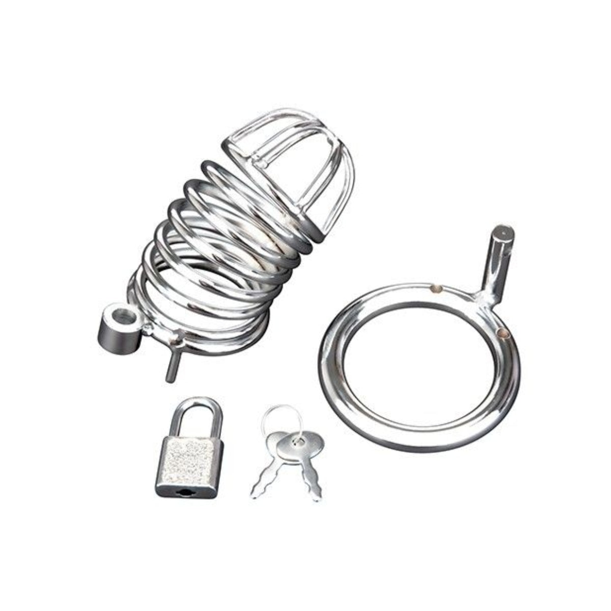 Blue Line Deluxe Chastity Cage Silver - Simply Pleasure