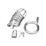 Blue Line Deluxe Chastity Cage Silver - Simply Pleasure