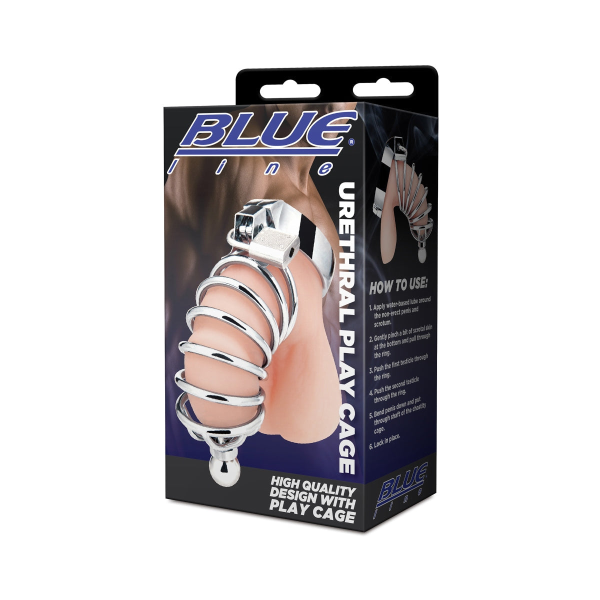 Blue Line Urethral Play Cock Cage Silver - Simply Pleasure