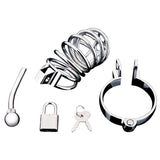 Blue Line Urethral Play Cock Cage Silver - Simply Pleasure