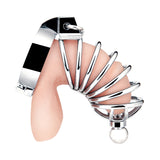 Blue Line Urethral Play Cock Cage Silver - Simply Pleasure