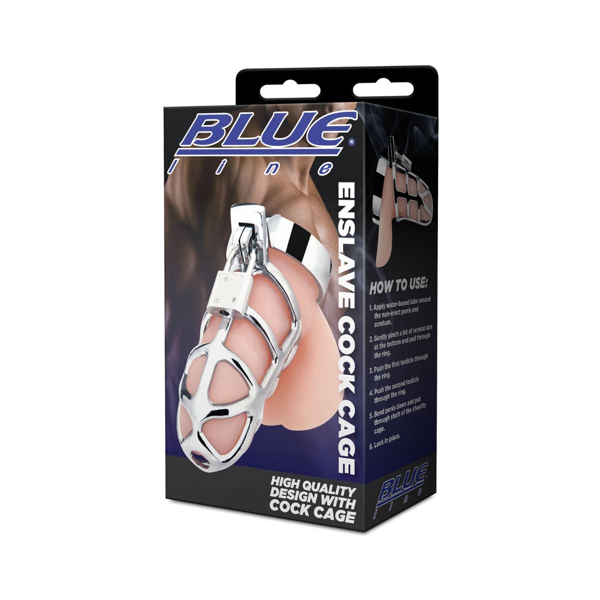 Blue Line Enslave Cock Cage Silver - Simply Pleasure