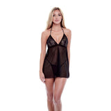 Baci Eco Lace & Mesh Chemise Black