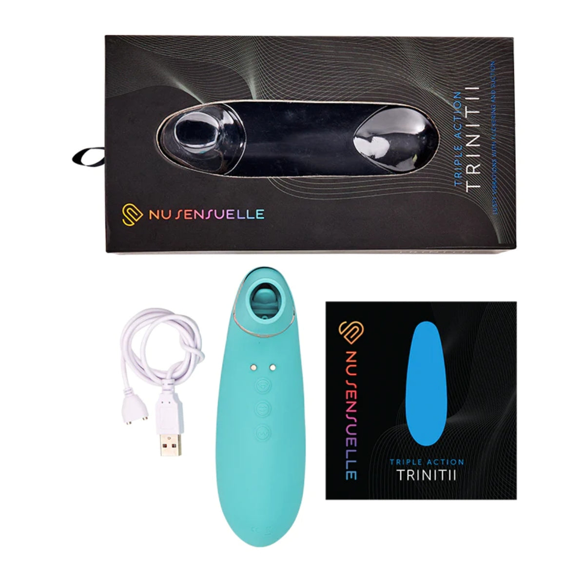 Nu Sensuelle Triple Action Trinitii Suction Vibrator Electric Blue