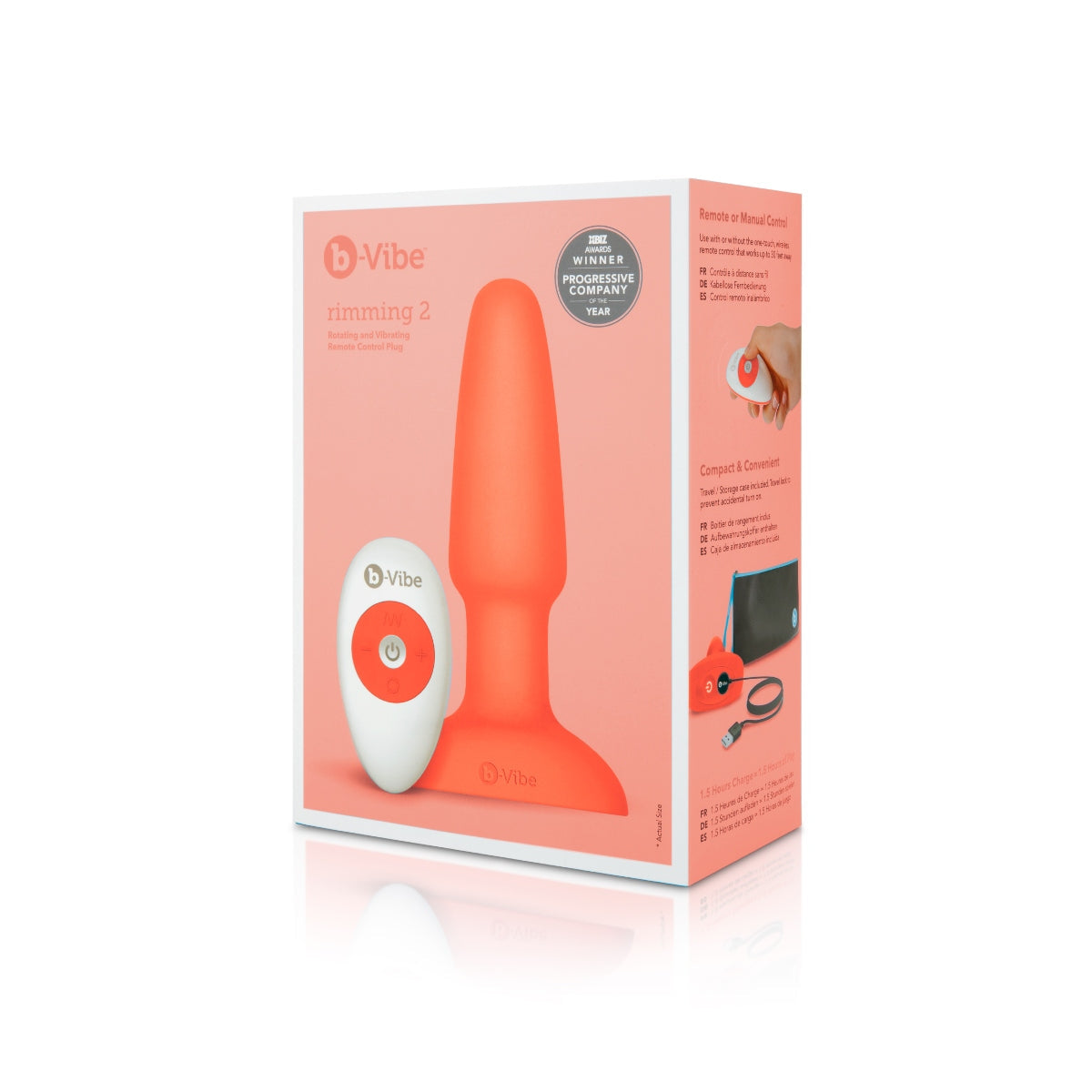 b-Vibe Rimming 2 Remote Control Vibrating Butt Plug Orange