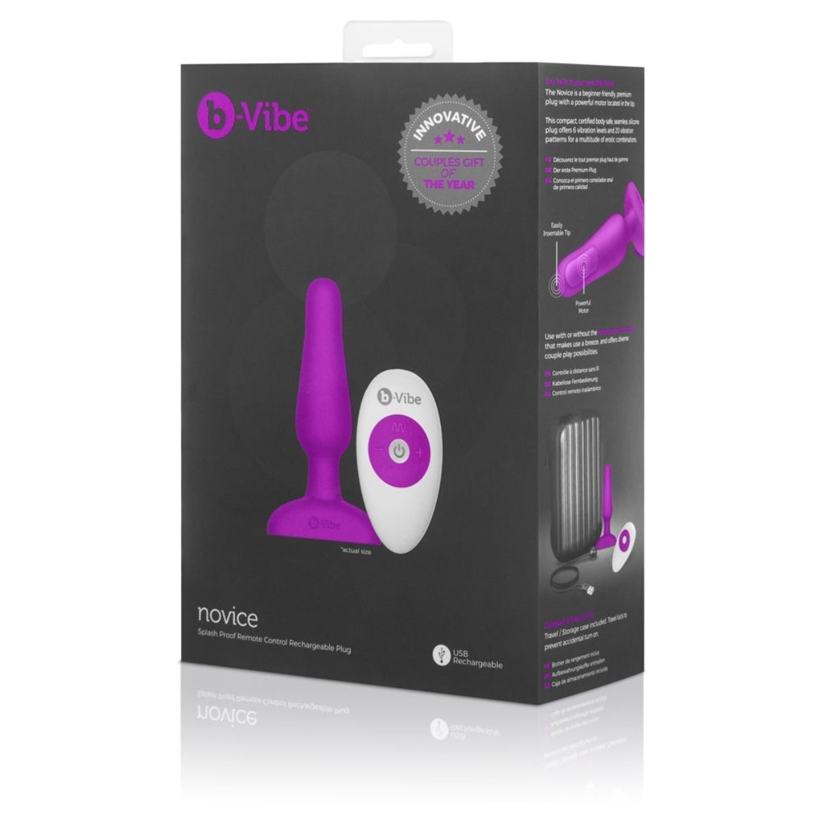 b-Vibe Novice Remote Control Vibrating Butt Plug Fuchsia