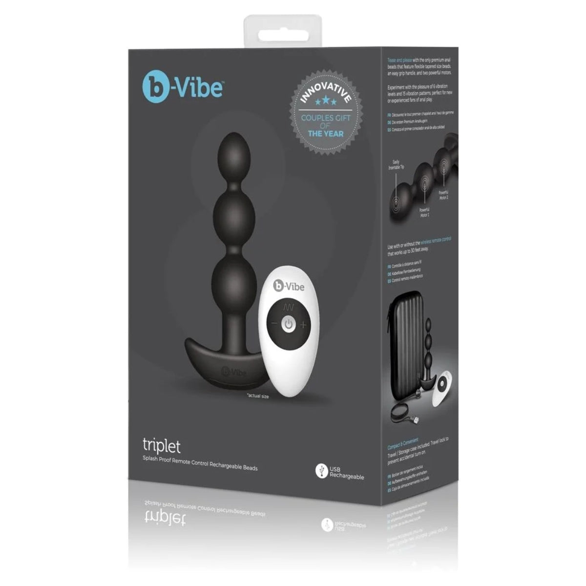 b-Vibe Triplet Remote Control Anal Beads Black