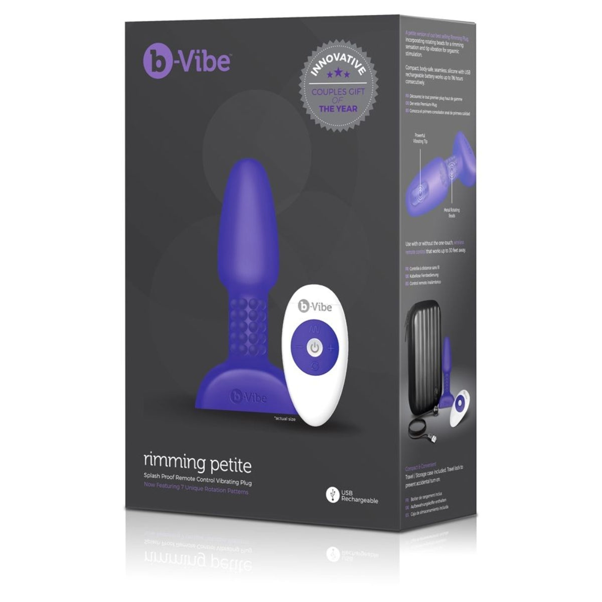 b-Vibe Rimming Petite Remote Control Vibrating Butt Plug Purple