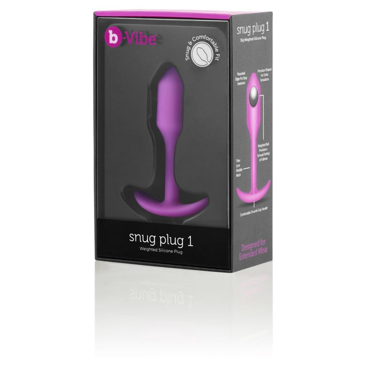 b-Vibe Snug Plug 1 Weighted Silicone Butt Plug Fucshia