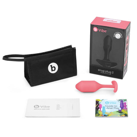 b-Vibe Snug Plug 2 Weighted Silicone Butt Plug Coral - Simply Pleasure