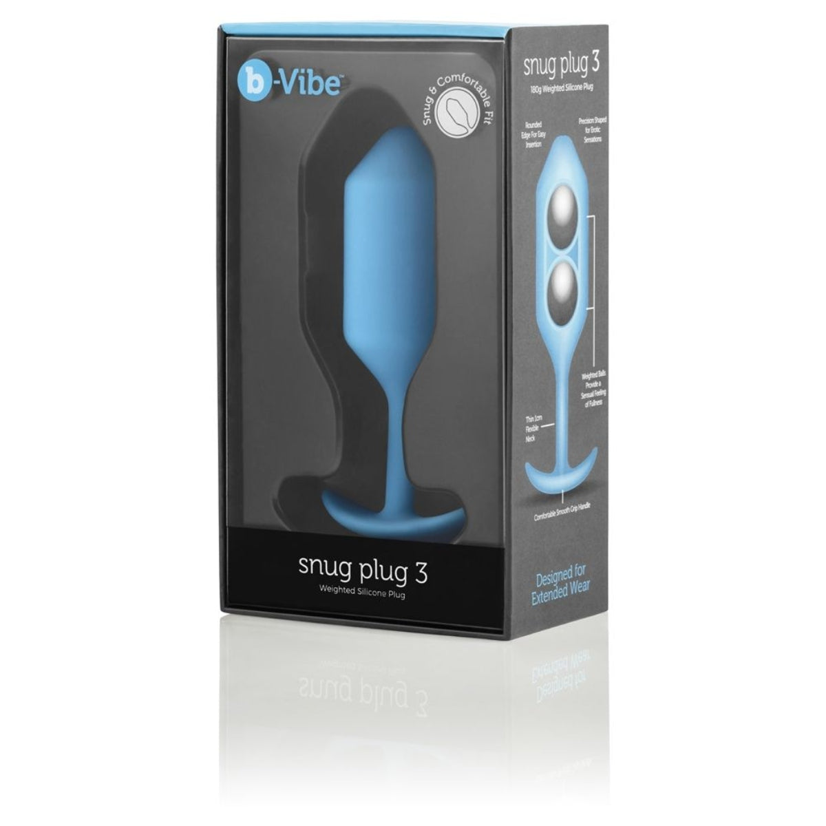 b-Vibe Snug Plug 3 Weighted Silicone Butt Plug Teal