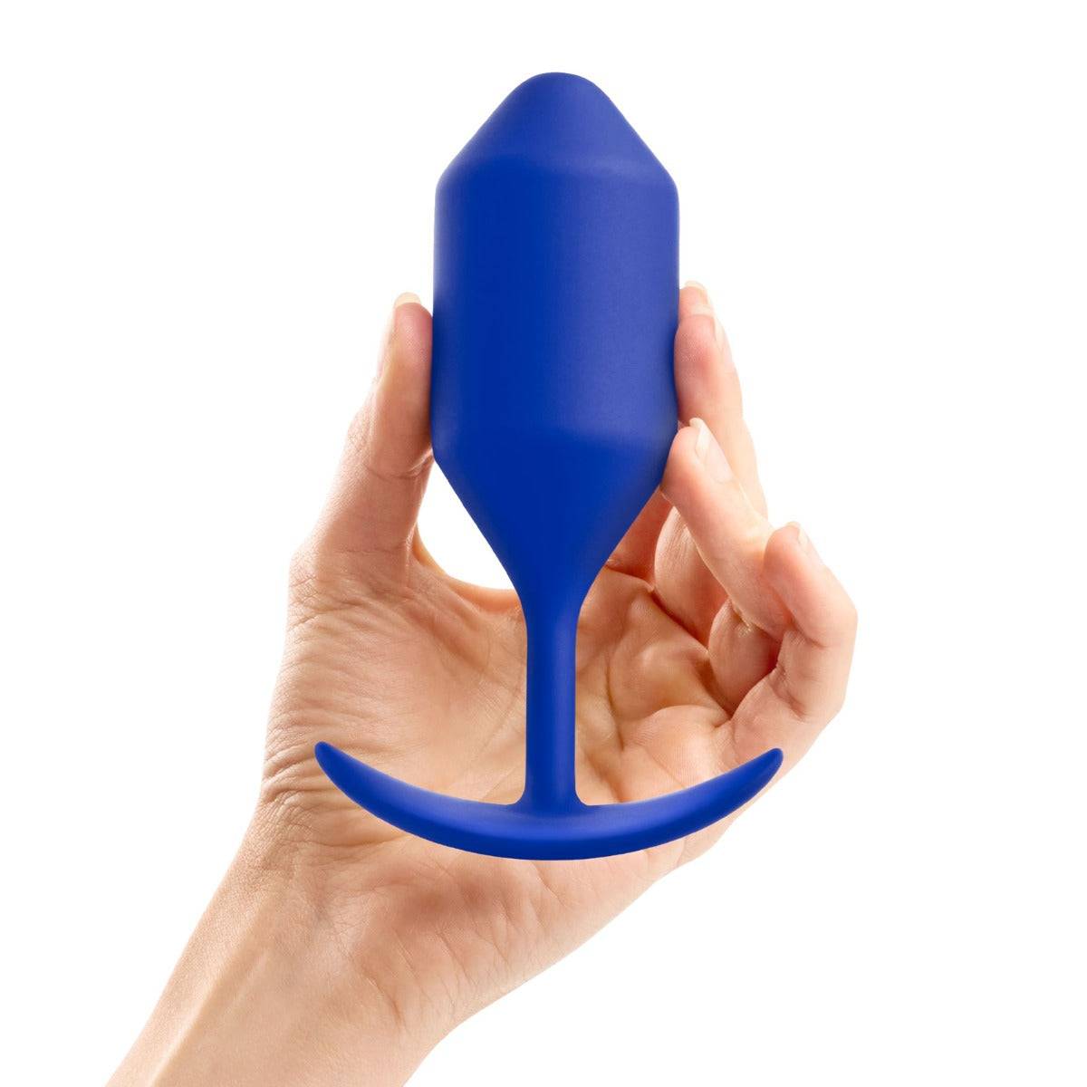 b-Vibe Snug Plug 4 Weighted Silicone Butt Plug Navy Blue - Simply Pleasure