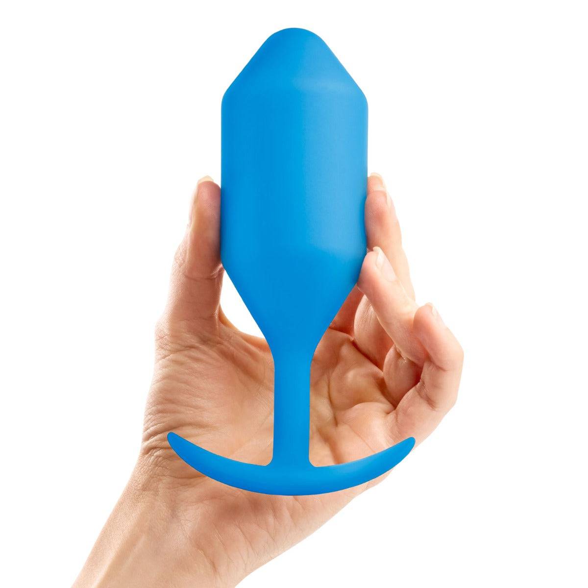 b-Vibe Snug Plug 5 Weighted Silicone Butt Plug Blue - Simply Pleasure