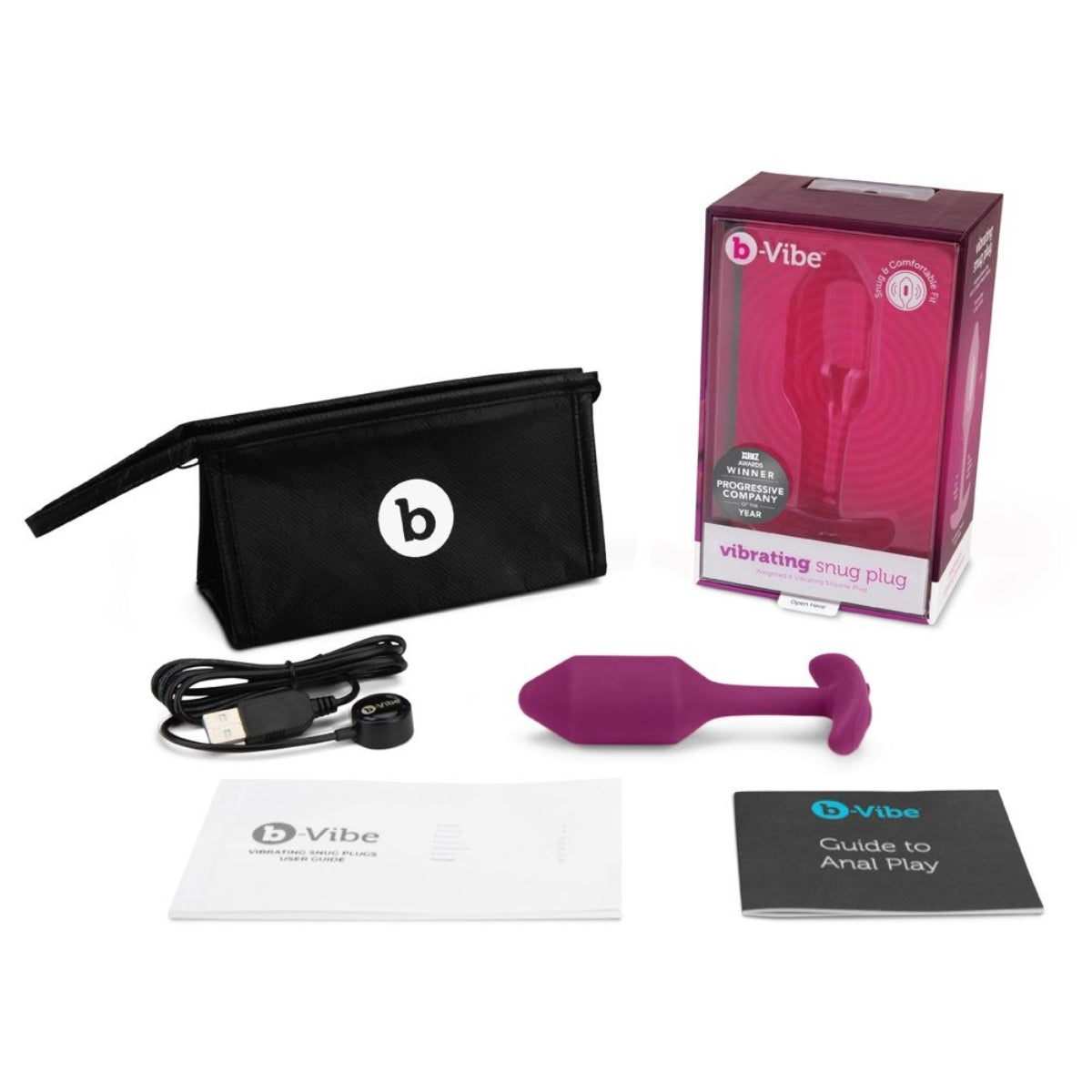 b-Vibe Snug Plug Weighted & Vibrating Butt Plug Rose Medium