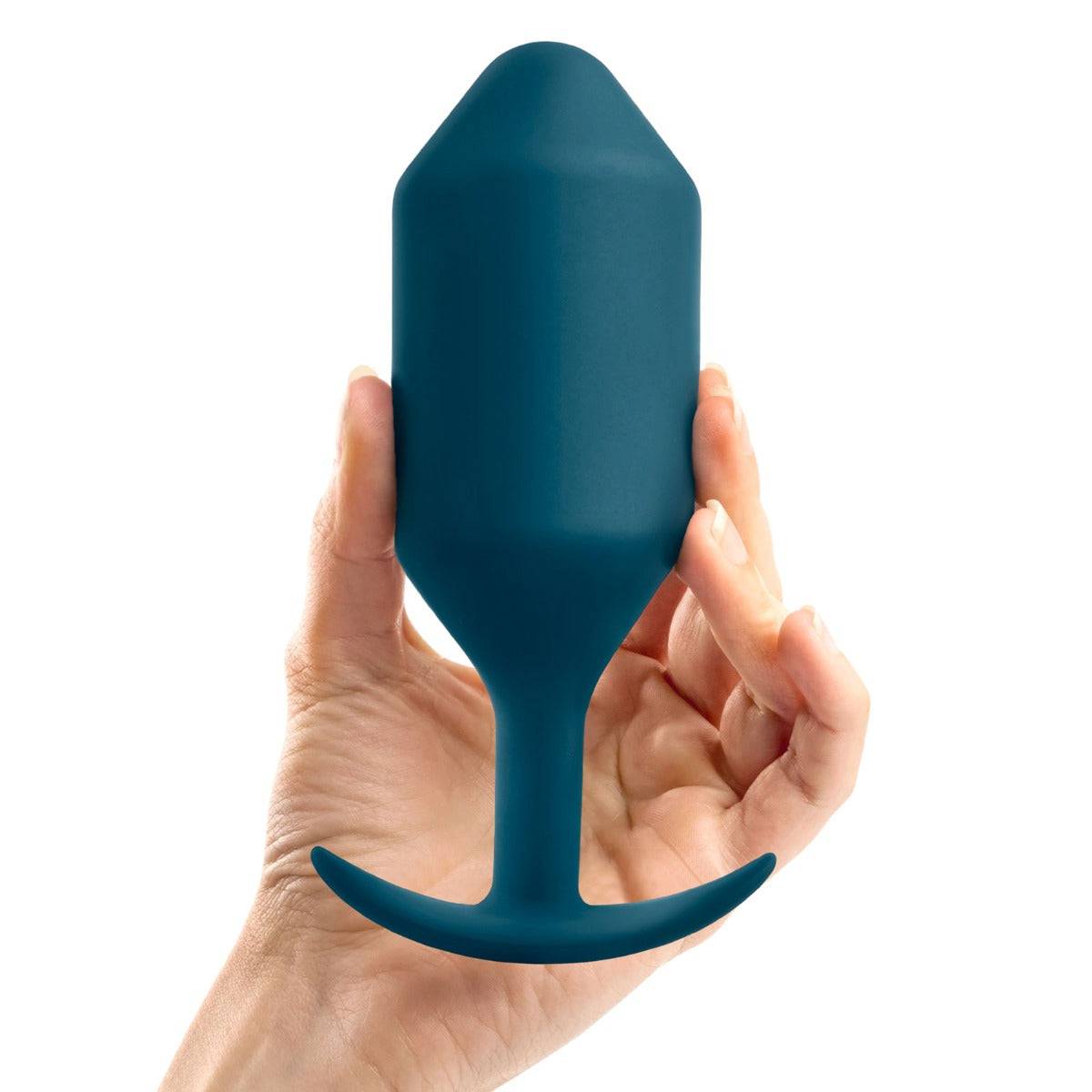 b-Vibe Snug Plug 6 Weighted Silicone Butt Plug Marine Blue - Simply Pleasure