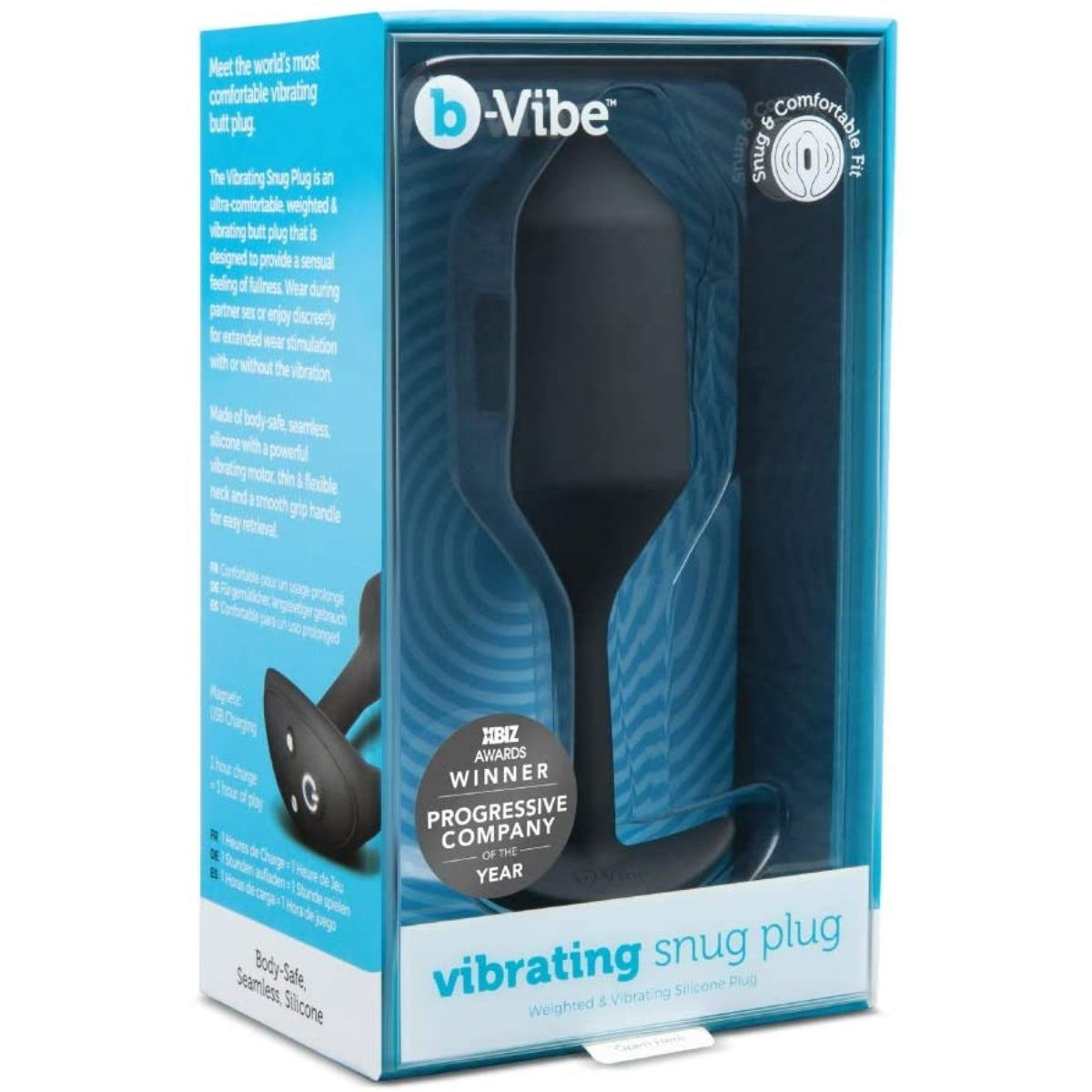 b-Vibe Snug Plug 5 Vibrating Weighted Silicone Butt Plug Black - Simply Pleasure