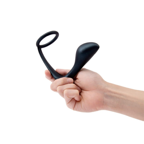 b-Vibe Butties Ringer Cock Ring & Prostate Plug Black 4 Inch