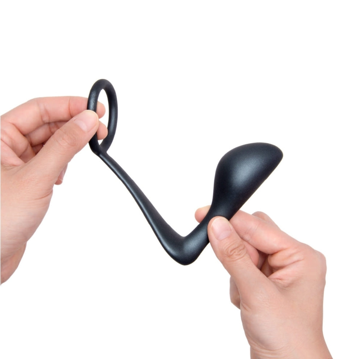 b-Vibe Butties Ringer Cock Ring & Prostate Plug Black 4 Inch