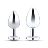 b-Vibe Jewel Heart 2 Piece Metal Butt Plug Training Set Silver Pink