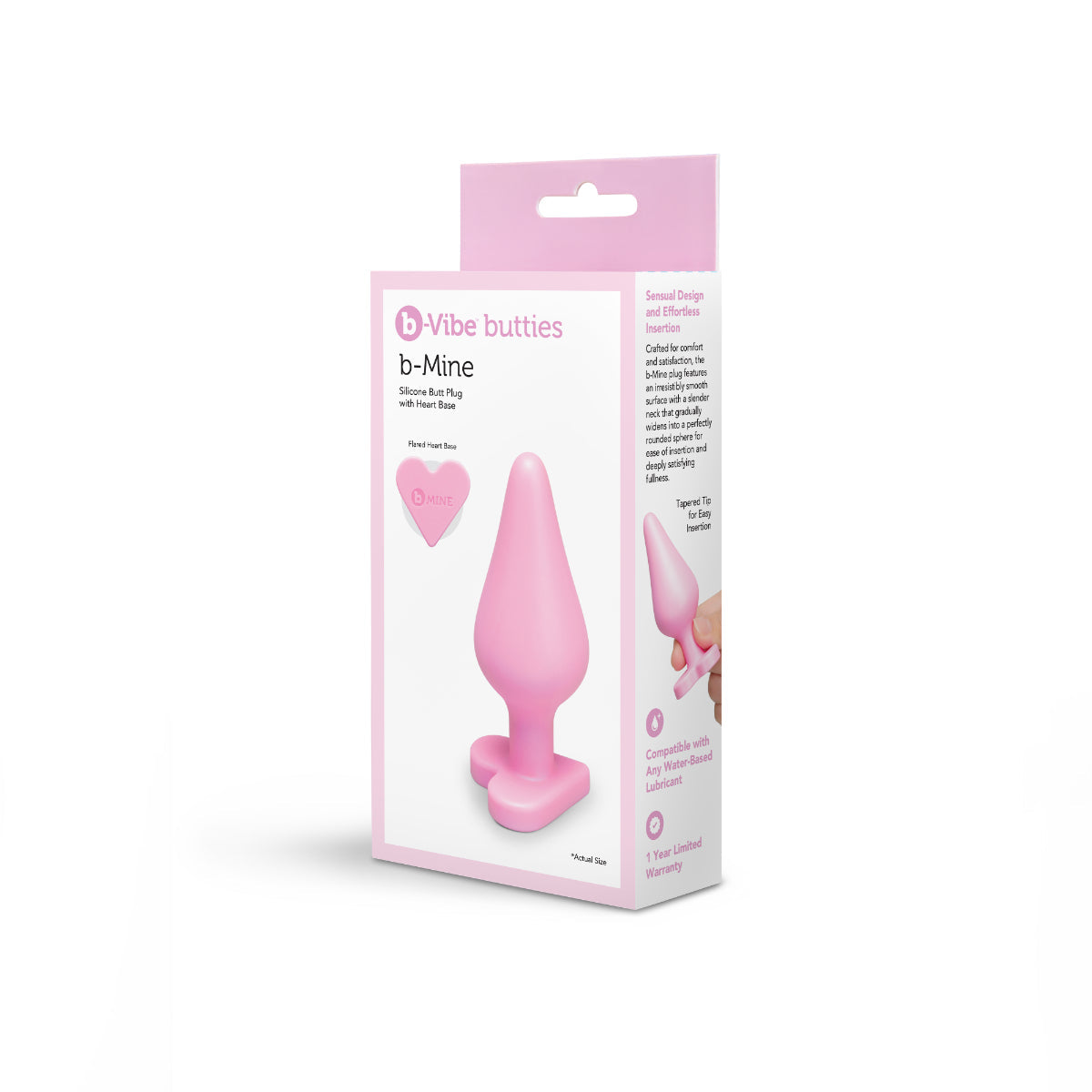 b-Vibe Butties B-Mine Heart Shaped Silicone Butt Plug Pink 