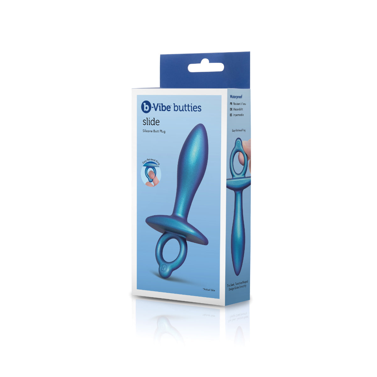 b-Vibe Butties Slide Silicone Butt Plug Blue