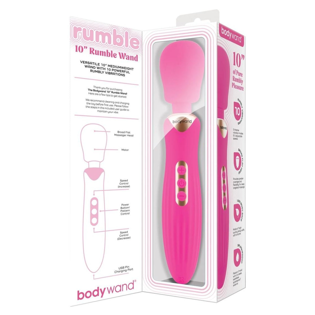 Bodywand Rumble Wand Pink 10 Inch