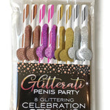 Little Genie Glitterati Penis Party Cocktail Straws 8 Pack