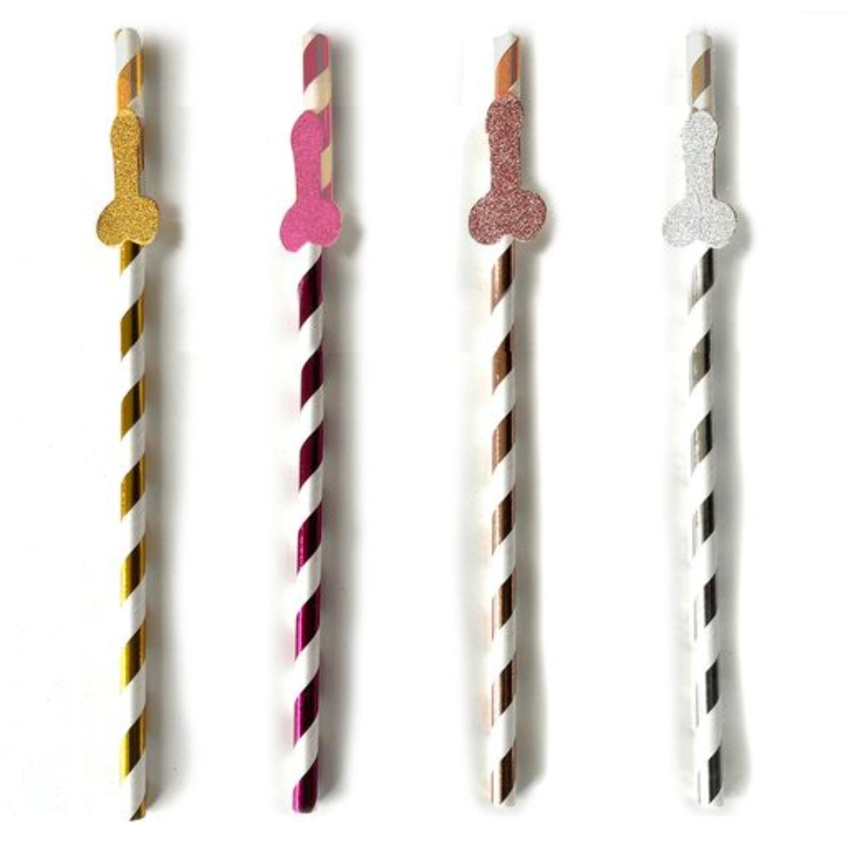 Little Genie Glitterati Tall Penis Party Straws 8 Pack