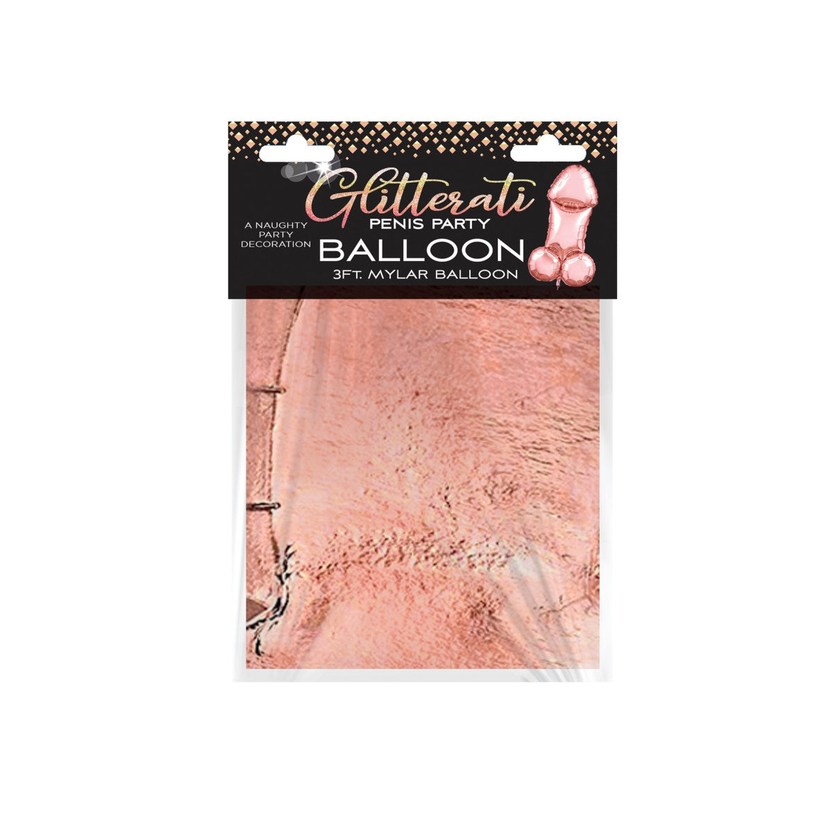 Little Genie Glitterati Mylar Penis Balloon Rose Gold 3 Foot