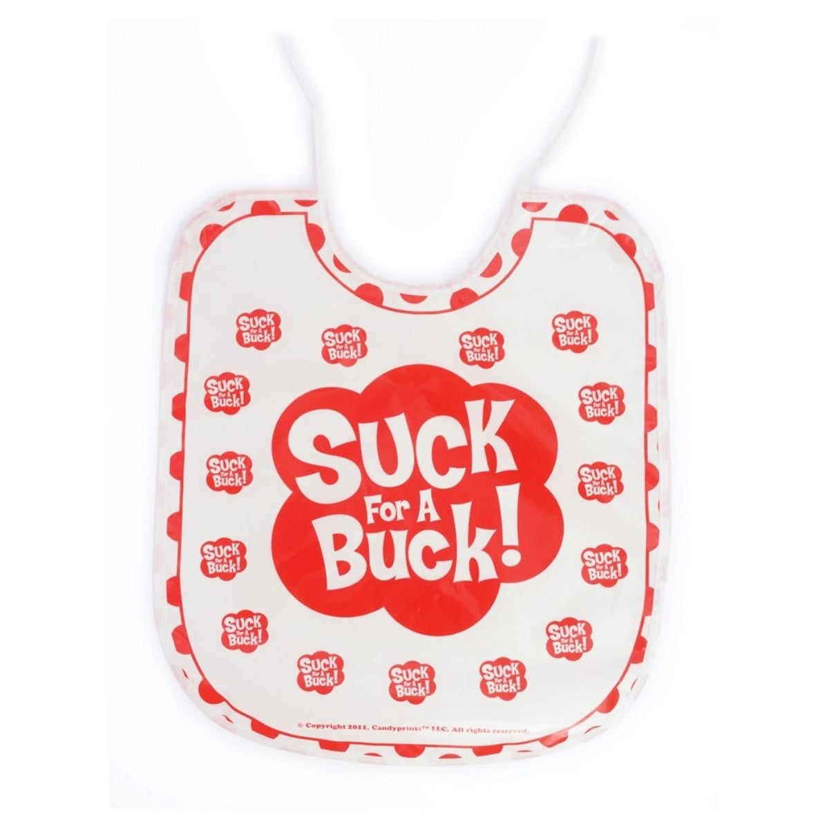 Little Genie Suck For A Buck Bib White Red