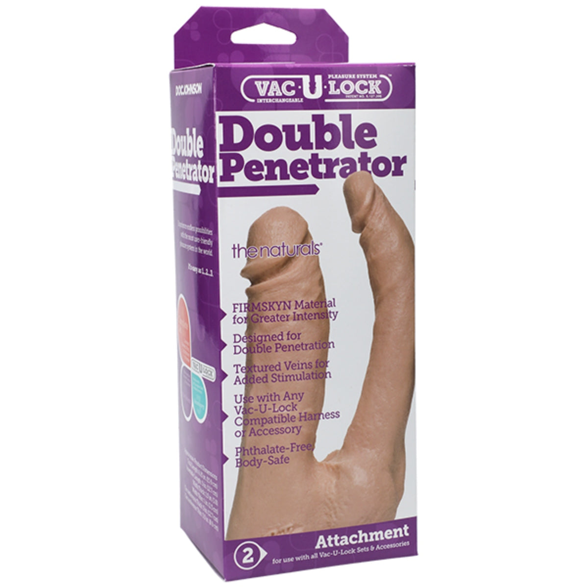 Vac-U-Lock The Naturals Double Penetrator Dildo Pink 6 Inch