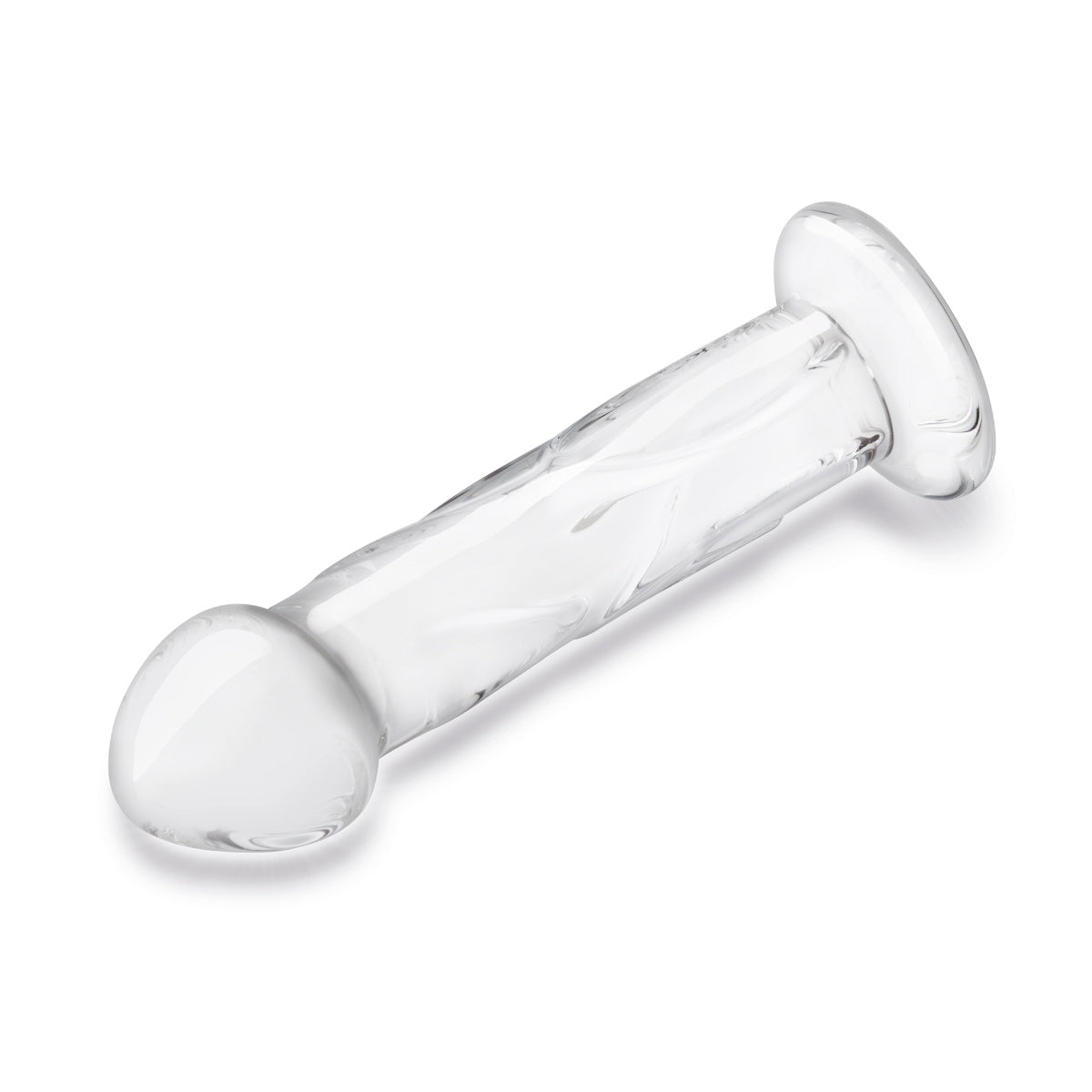 Glas Glass Dildo With Veins & Flat Base Clear 6 Inch