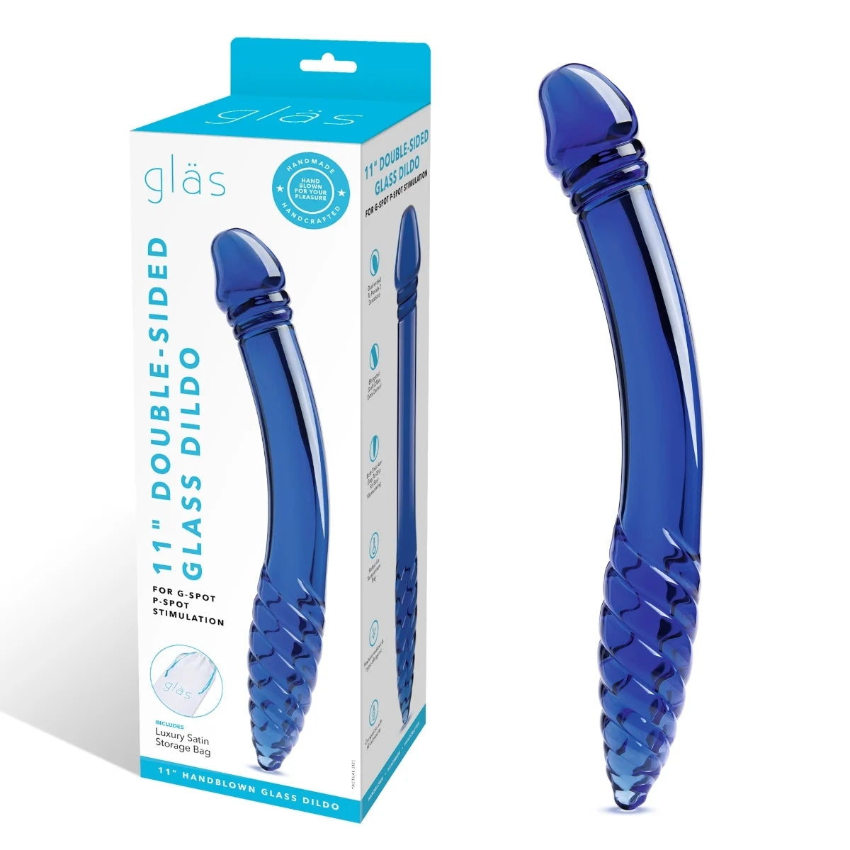 Glas Double Sided Glass Dildo Blue 11 Inch