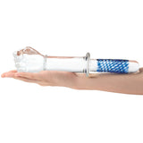 Glas Fist Double Ended Glass Dildo With Handle Grip Clear Blue 11 Inch