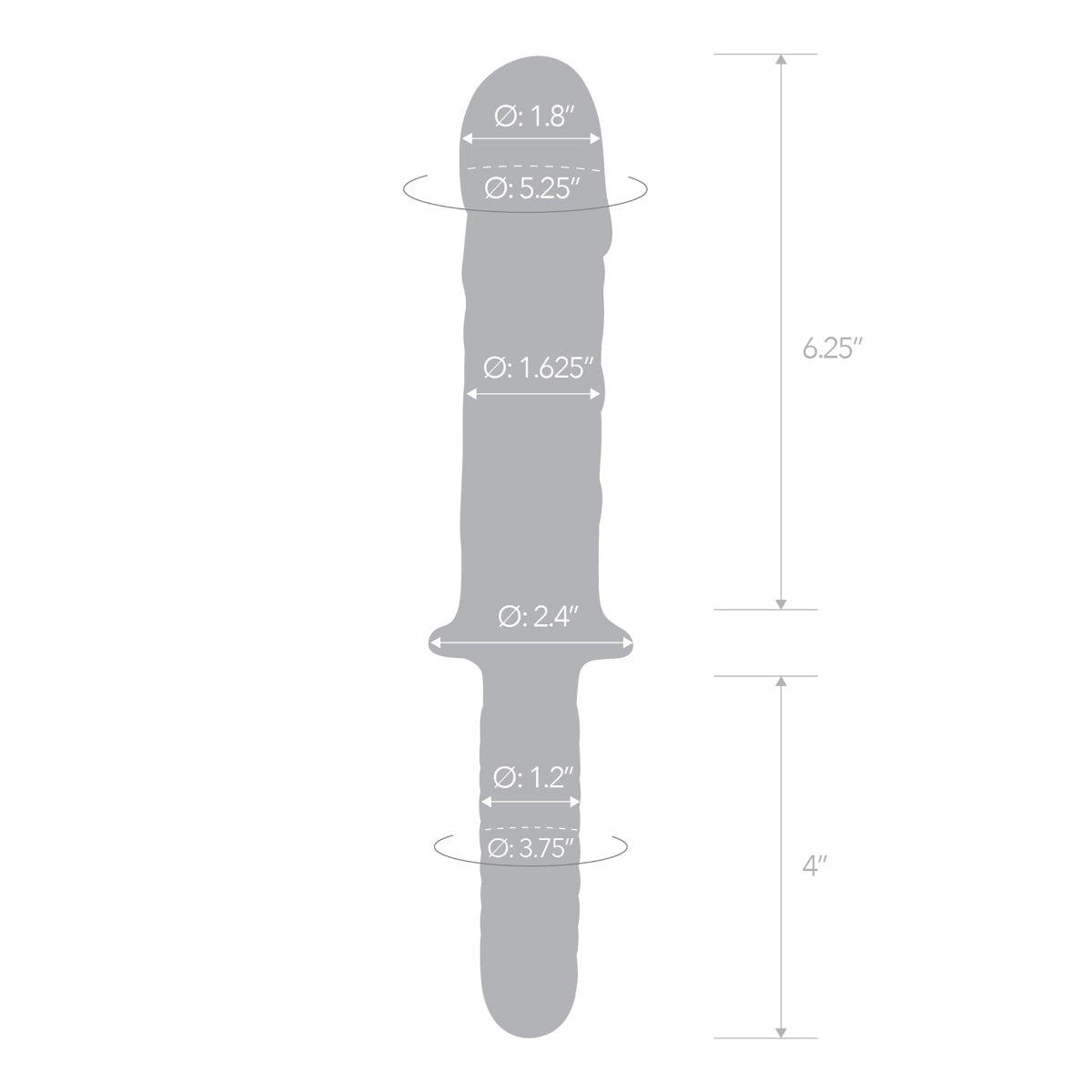 Glas Girthy Cock Double Ended Glass Dildo With Handle Clear 11 Inch